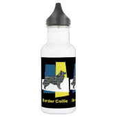 Border Collie Dog Yellow & Blue Triangle Grid Edelstahlflasche (Links)