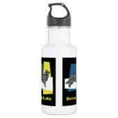 Border Collie Dog Yellow & Blue Triangle Grid Edelstahlflasche (Rückseite)