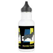 Border Collie Dog Yellow & Blue Triangle Grid Edelstahlflasche (Rechts)