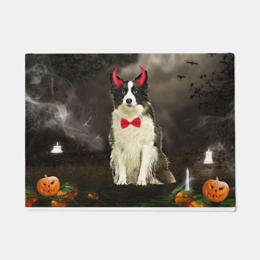 Border Collie Dog zu Halloween-Kostüm Fußmatte (Vorderseite)