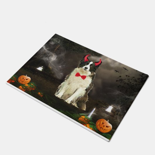Border Collie Dog zu Halloween-Kostüm Fußmatte (Schrägansicht)