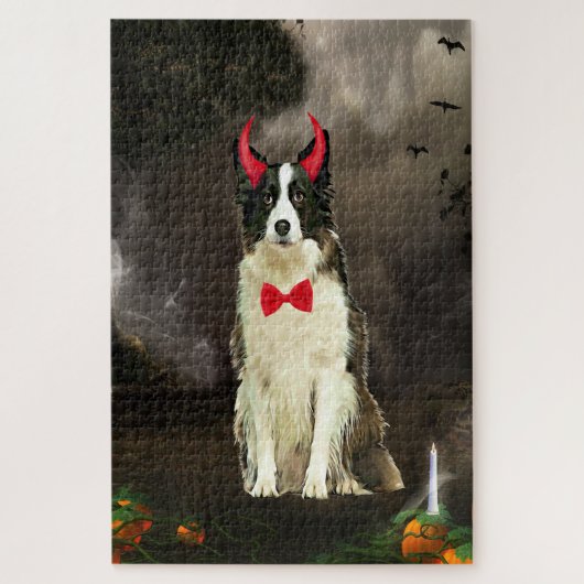 Border Collie Dog zu Halloween-Kostüm Puzzle (Vertikal)