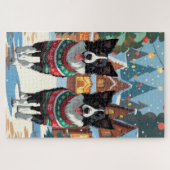 Border Collie Dogs Christmas Snow Holiday Puzzle (Horizontal)