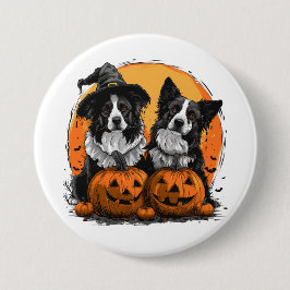 Border Collie Dogs Halloween Kürbislaternen Button