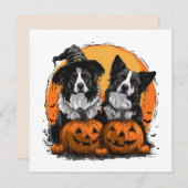 Border Collie Dogs Halloween Kürbislaternen Einladung (Vorne/Hinten)