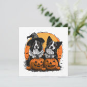 Border Collie Dogs Halloween Kürbislaternen Einladung (Stehend Vorderseite)