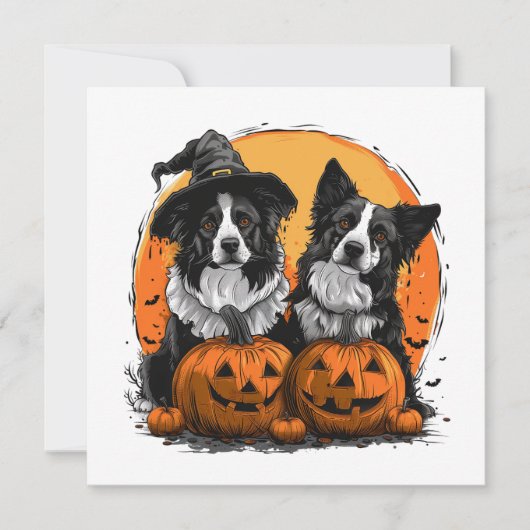 Border Collie Dogs Halloween Kürbislaternen Einladung (Vorderseite)