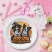 Border Collie Dogs Halloween Kürbislaternen Pappteller (Party)