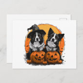 Border Collie Dogs Halloween Kürbislaternen Postkarte (Vorne/Hinten)