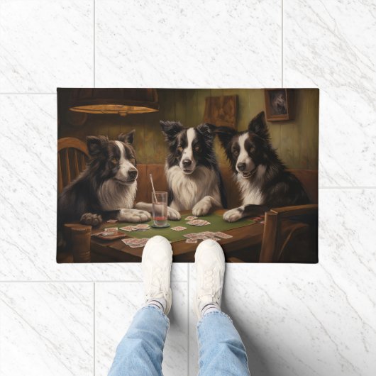 Border Collie Dogs Poker Art Fußmatte (Indoor)