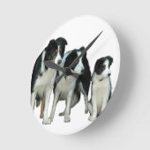 Border Collie Dogs Runde Wanduhr (Winkel)