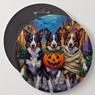 Border Collie Dogs Trick-or-Treating zu Halloween Button