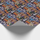 Border Collie Dogs Trick-or-Treating zu Halloween Geschenkpapier (Ecke)