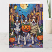 Border Collie Dogs Trick-or-Treating zu Halloween Karte (Vorderseite)