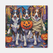 Border Collie Dogs Trick-or-Treating zu Halloween Magnet (Vorne)