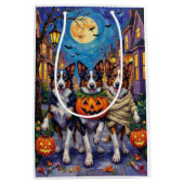 Border Collie Dogs Trick-or-Treating zu Halloween Mittlere Geschenktüte (Vorderseite)