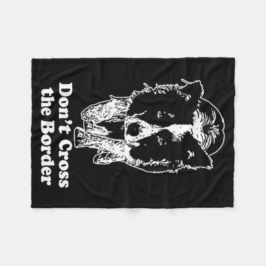 Border Collie Dont Cross The Border Fleecedecke (Vorderseite (Horizontal))