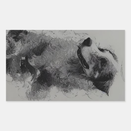 border collie drawing second rechteckiger aufkleber (Vorderseite)