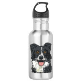 Border Collie Edelstahlflasche (Vorderseite)