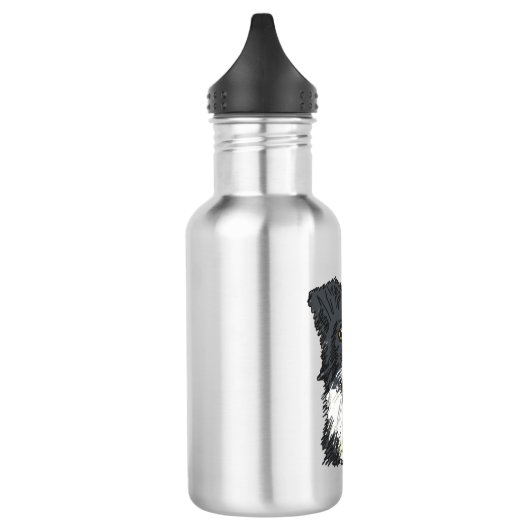 Border Collie Edelstahlflasche (Links)