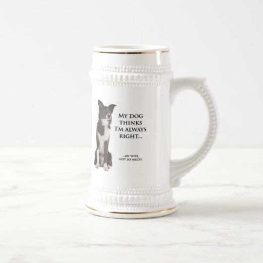 Border Collie / Ehefrau Stein Bierglas (Rechts)