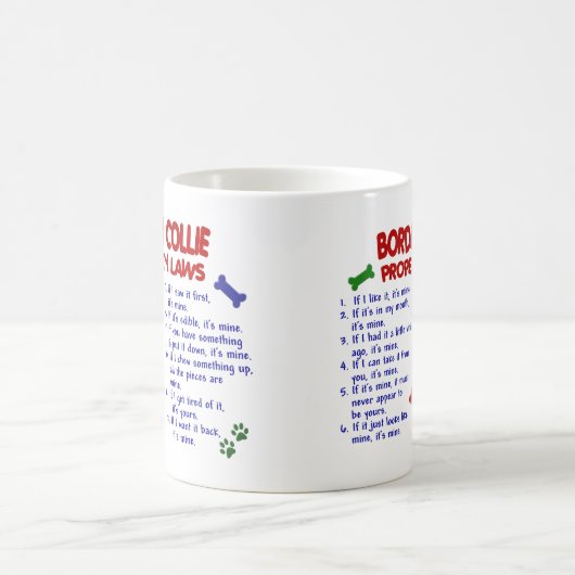 BORDER-COLLIE Eigentums-Gesetze 2 Kaffeetasse (Mittel)