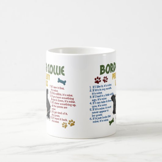 Border-Collie-Eigentums-Gesetze 4 Kaffeetasse (Mittel)