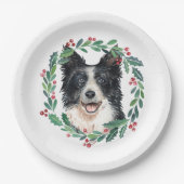 Border Collie Elegant Dog Weihnachtszeitung Pappteller (Vorderseite)