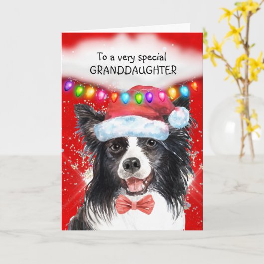 Border Collie Enkeltochter niedlichen Xmas Wünsche Karte (Gelbe Blume)