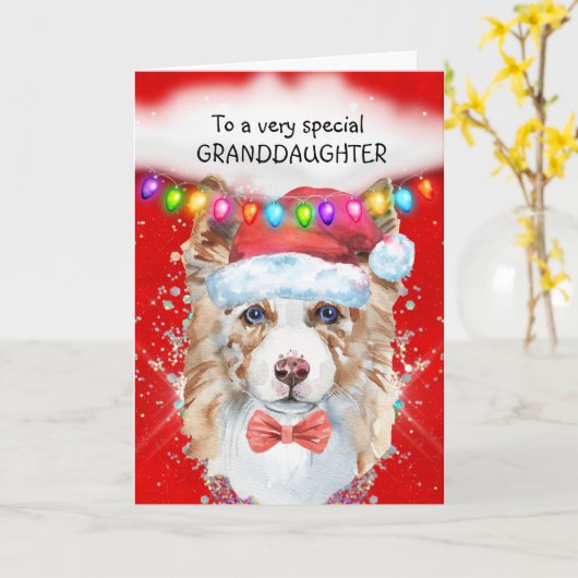 Border Collie Enkeltochter Weihnachten wünscht Wei Karte (Gelbe Blume)