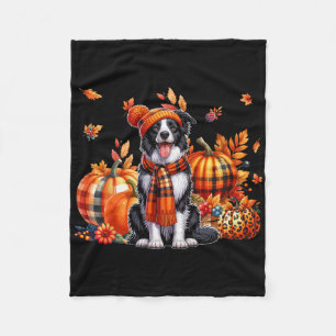 Border Collie Erntedank Leopard Pumpkins Fall L Fleecedecke