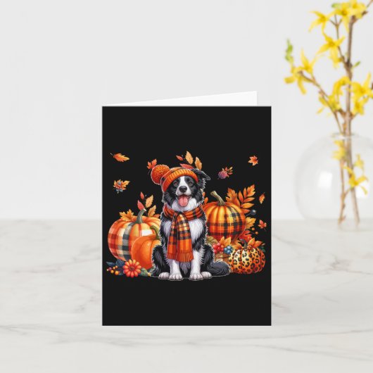 Border Collie Erntedank Leopard Pumpkins Fall L Karte (Gelbe Blume)