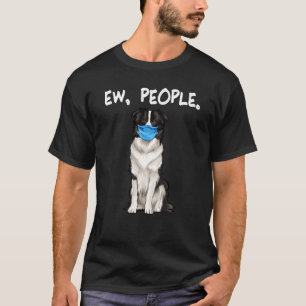 Border Collie Ew Leute, die Gesichtsmaske tragen T-Shirt
