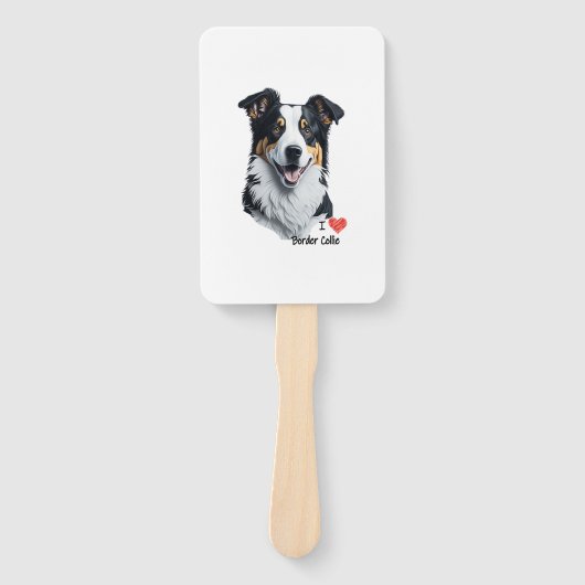 Border Collie face (mit I Liebe Text) Fächer (Vorderseite)