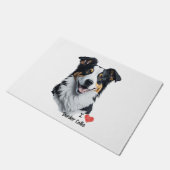 Border Collie face (mit I Liebe Text) Fußmatte (Schrägansicht)