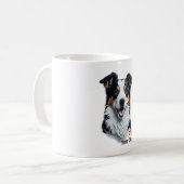 Border Collie face (mit I Liebe Text) Kaffeetasse (Vorderseite Links)