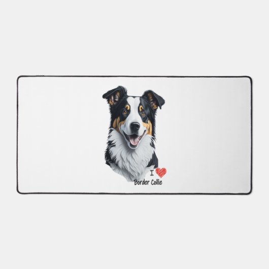 Border Collie face (mit I Liebe Text) Schreibtischunterlage (Vorderseite)