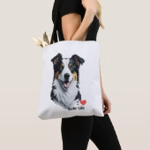 Border Collie face (mit I Liebe Text) Tasche (Von Nahem)