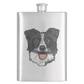 Border Collie Flachmann (Vorderseite)