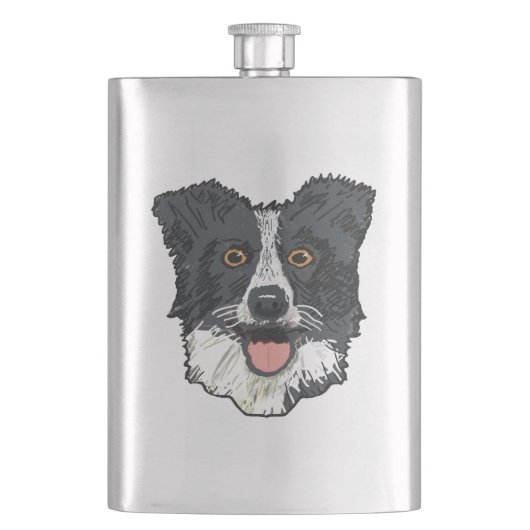 Border Collie Flachmann (Vorderseite)