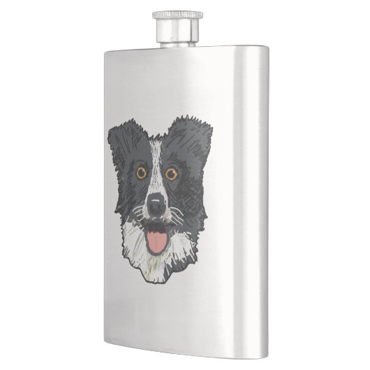 Border Collie Flachmann (Links)