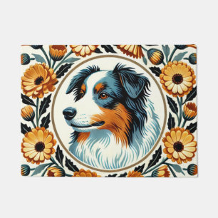 Border Collie Flower Garden Fußmatte