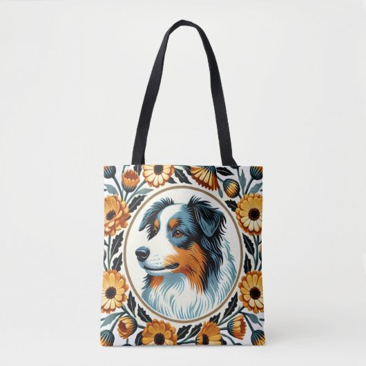 Border Collie Flower Garden Tasche (Vorderseite)