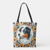 Border Collie Flower Garden Tasche (Rückseite)