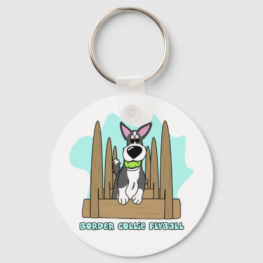 Border Collie Flyball Schlüsselanhänger (Vorderseite)