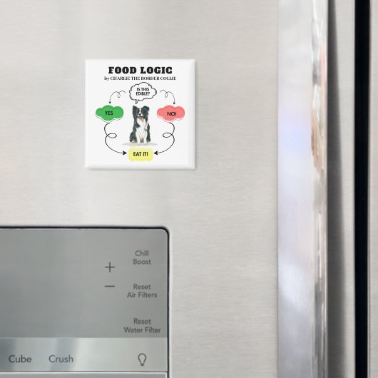 Border Collie Food Logic Benutzerdefinierter Hunde Magnet (In Situ (Kühlschrank))
