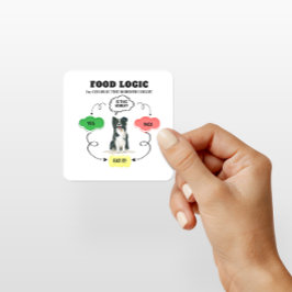 Border Collie Food Logic Benutzerdefinierter Hunde Quadratischer Aufkleber