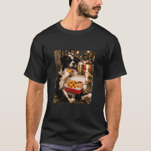 Border Collie frisst Chicken Nugget Meme Retro Urb T-Shirt