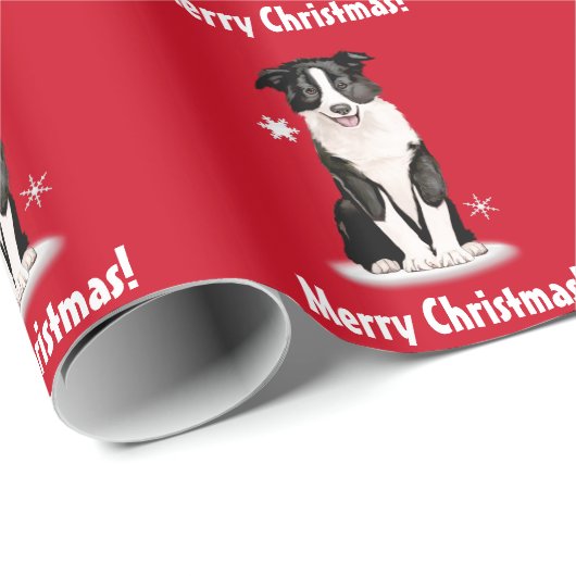 Border-Collie-frohe Weihnachten Geschenkpapier (Rolleneckpunkt)