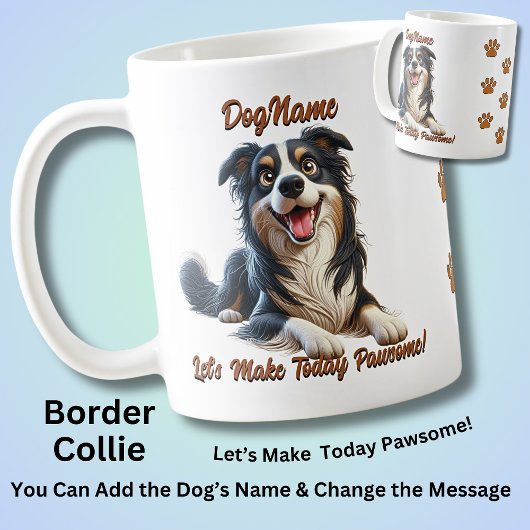 Border Collie - Fügen Sie dem Hund den Namen hinzu Kaffeetasse